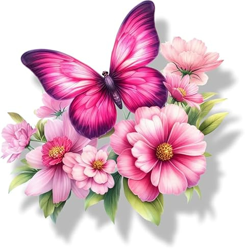 Pink Butterfly Vinyl Decal Stickers, Cover Mark, Floral Decor 20cm 7cm