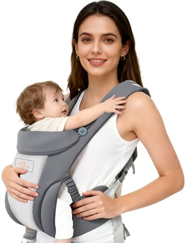 Mumgaroo Babytrage - Superweiche 3D-Air Baby Tragegurt Neugeborene ab Geburt (0–24 Monate), On the Go 4-in-1 Multifunktionale, Ergonomische M-Trage, für Kleinkinder bis 15kg