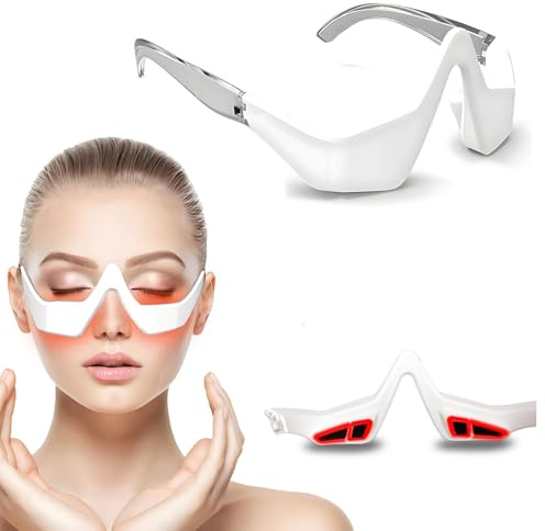 Occhiali di terapia con luce rossa, dispositivo di bellezza a microcorrente, riduce occhiaie, gonfiore e rughe, cura sotto gli occhi per rilassarsi e rinnovarsi