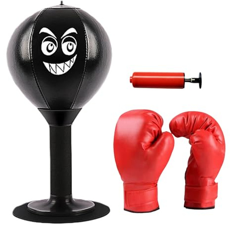 Table de frappe avec gants, sac de frappe de bureau avec ventouses puissantes, pompe à air, pour la maison et le bureau pour soulager le stress
