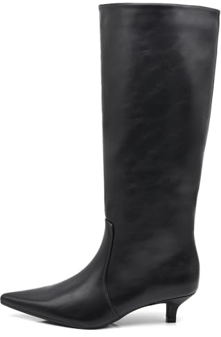 IF Stivali alti donna eleganti A punta affusolata tacco Kitten Heels sottile medio comodi chic moda classica X2693-03 nero N.41