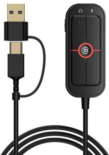 Ujjdwiurgh ljudkort GS10 extern 7.1 kanal TypeC spel 3,5 mm hörlurar ljudomvandlare för mobilspel