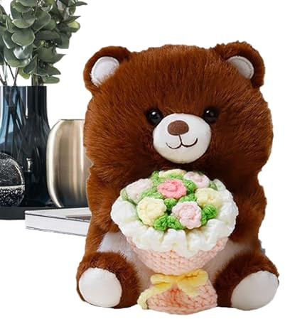 Genérico Peluche de Animales | Muñeca con Ramo De Flores - Peluches De Amor,Juguete De Felpa Suave Y Abrazable Regalo Afectivo para Novia Esposa Niña En Cumpleaños Boda Navidad Y Día del Amor