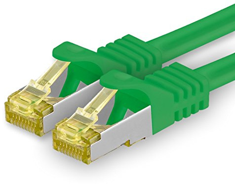1aTTack.de Cat.7 Netzwerkkabel 3,0 m Grün 1 Stück Cat7 Ethernetkabel Netzwerk LAN Kabel Rohkabel 10 Gb s SFTP PIMF LSZH Set Patchkabel mit Rj 45 Stecker Cat.6a