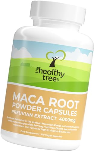 Maca Capsules by TheHealthyTree Company - High Strength 4000mg Extract per Capsule for Men and Women - 120 Vegan Maca Root Powder Tablets
