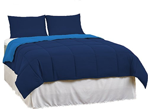 Tata Home Piumino Letto Invernale in Microfibra Morbidissima da 300 gr mq Double Face Misura Letto 1 Piazza e Mezza cm 200x200 Colore Blu Avio Disponibile Anche in Altri 5 Colori e 2 Misure
