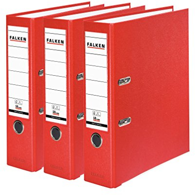 Falken 3er Pack PP-Color Kunststoff-Ordner. Made in Germany. 8 cm breit DIN A4 rot Vegan