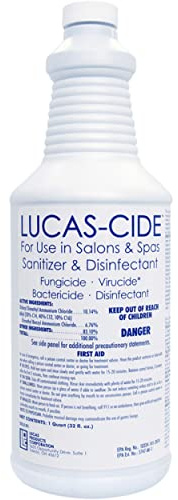 LUCAS-CIDE Salon and Spa Disinfectant, Hospital Grade, Blue, 32 Fl Oz