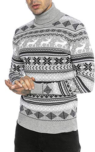 RED BRIDGE Suéter de Punto para Hombres Estilo Noruego Jersey de Cuello de Tortuga