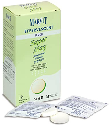 Marvit Super Mag - Integratore di Magnesio e Vitamine - Ideale per Sudorazione Eccessiva e Stanchezza - 12 Compresse Effervescenti