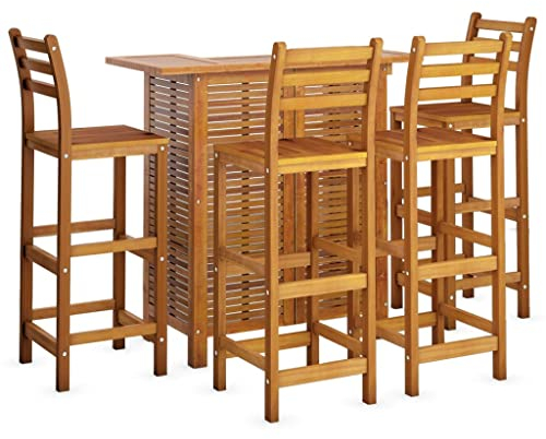 vidaXL Ensemble de Bar de Jardin 5 pcs Mobilier de Patio Table et Tabourets de Bistrot Meubles de Terrasse Extérieur Bois d'Acacia Solide