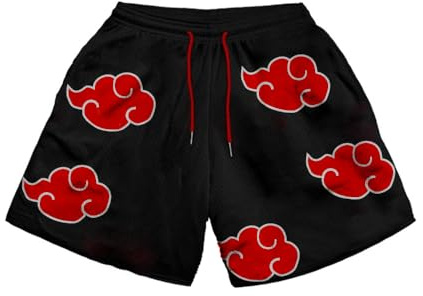 Rulercosplay Anime Badehose, 12,7 cm Schrittlänge, lustige Boardshorts für Herren, Jungen, Schwarz, M