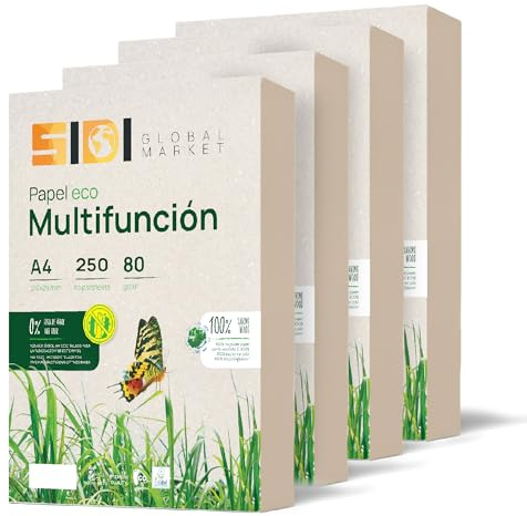 Recyclingpapier, DIN A4-Papier, A4-Blatt, 80 g, Papier für Fotokopien und Drucker, 250 Blatt A4, 100 % aus Recyclingpapier, SIDI (4 Packungen)