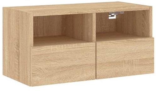 vidaXL Väggmonterad tv-bänk 2 st sonoma-ek 60x30x30 cm konstruerat trä, väggenhet, väggmonterad TV-enhet, väggmonterat skåp, TV-väggenhet, hängskåp