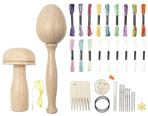 SVRITE 2-Teiliges Stopfzubeh?R-Set, Stopf-Ei f¨¹r Socken, Stopfpilz, Stopfzubeh?R Aus mit Augennadeln, N?Hen