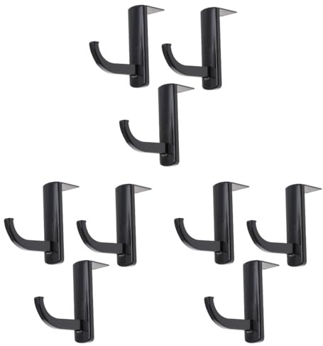 UKCOCO Headphone Holder Hook (Pack of 9) - Self-Adhesive Under Desk Headset Hanger - Wall Mount Earphone Stand Rack for Gaming PC Monitor, Office Desk & Wall Storage (Black)