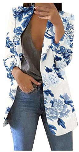 SCBFDI Veste Femme Chic et Elegant Veste Verte Femme Vetement Femme Ensemble Chic Blazer Femme Long Chic et Elegant Veste Bleu de Travail Femme Veste Redingote Femme Manteau Printemps Bleu Xl