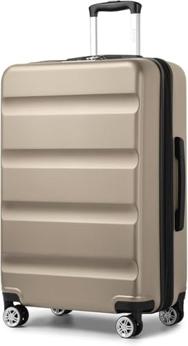 KONO Koffer Trolley Groß Erweiterbares Hartschalengepäck Leichte Koffer XL mit TSA-Schloss und 4 Doppelspinnrollen ideal für Reisen und Business 75x47.5x29.5cm, Gold