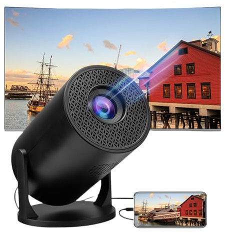Mini Proyector, Proyector Portátil Full HD 1080P con Fidelidad Sin Cables y Bluetooth, Giratorio de 270°, Proyector de Cine en Casa Pequeño con Pantalla de 150''