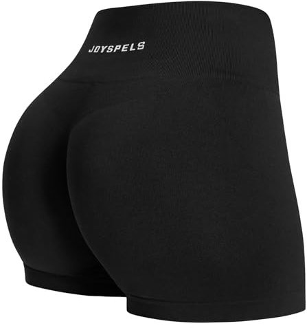 JOYSPELS Seamless Gym Shorts for Women High Waist Booty Running Cycling Yoga Sports Workout Womens Activewear Shorts UK Black M