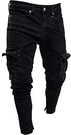 Jeans Uomo Slim Fit, Pantaloni Uomo Jeans Pantaloni Distruzione Foro Dritto Jeans Distressed Pantaloni Denim Skinny Slim Nero Estivi Jeans da Lavoro Jeans Nero Originale Jeans Plus Size