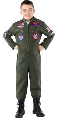 Funidelia Déguisement de pilote Top Gun pour garçon, Licence Officielle, Taille 10-12 ans Pilote, Aviateur - Costume pour enfant pour les fêtes, le Carnaval et Halloween
