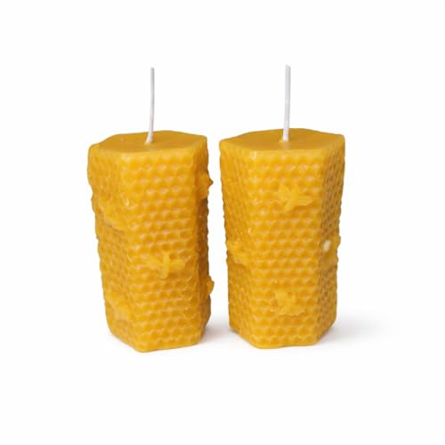 Honeycomb Glow Lot de 2 bougies faites à la main en cire d'abeille naturelle