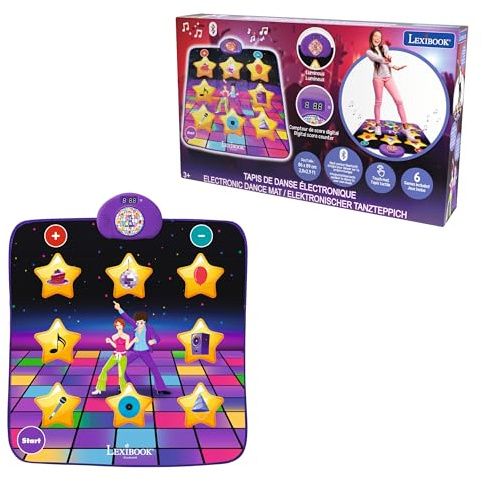 Lexibook, Tapis de Danse électronique, Touches Lumineuses, Enceinte intégrée, Violet/Jaune, DM10LXB