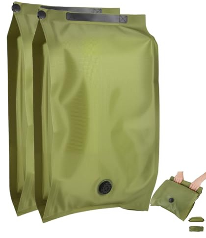 Vakuumtätningspåsar i tyg för kläder – nödvändigheter för kompressionsresor utan pump – manuell avgaser, rivbeständig Oxfordtyg för bagage, garderob och packorganisation (militärgrön-2 L)