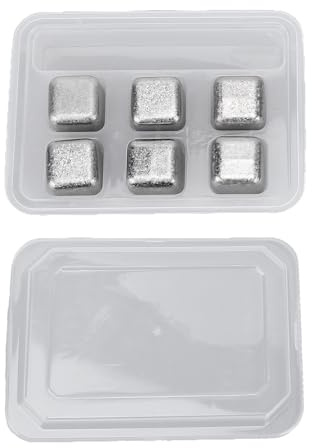 Fdit Juego de 6 Cubitos de Hielo Pure Ti, Juego de Piedras Reutilizables para Whisky, Cubos de Refrigeración de Metal, Rocas Frías para Bebidas, Cócteles, Bar en Casa