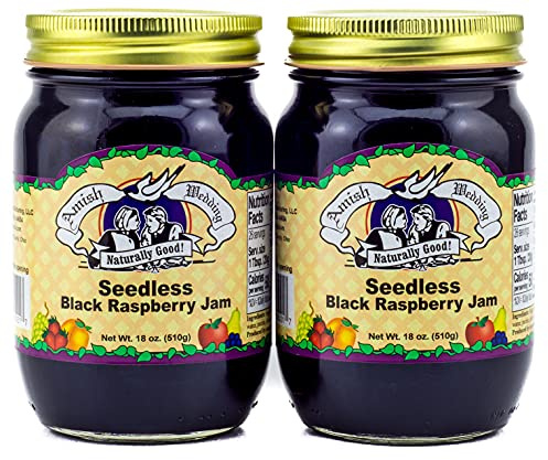 Amish Wedding All Natural Seedless Black Raspberry Jam 18 Ounces (Pack of 2)