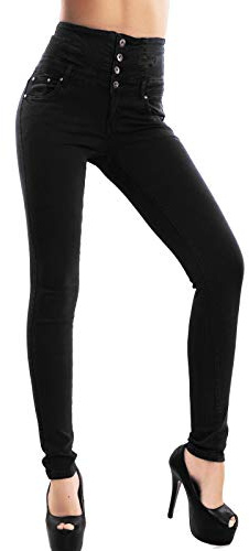 Toocool - Jeans Donna Pantaloni Skinny Vita Alta Sigaretta Colorati Elastici Nuovi M5342 [XL,Nero]