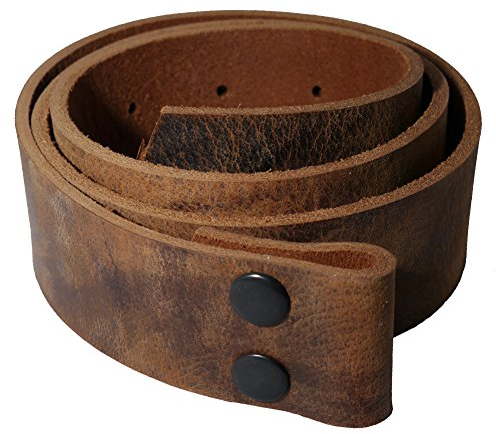 Wolfszeit Wechselgürtel aus Vollleder mit Druckknöpfen (WED) (115cm, braunes Büffelleder)