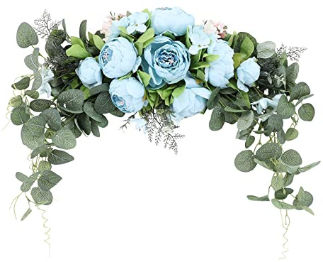 HAOSHICS Ghirlanda Artificiale di Peonie in Finta Seta Ghirlanda Floreale Colorata Mista Primaverile con Rose per Arco Matrimoniale Centrotavola Sospesa Decorazione Casa Parete Specchio (Blu)