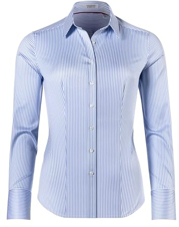Vincenzo Boretti Blusa, Modern-Fit/Taglio Abbastanza Aderente, Colletto della Camicia, a Righe - Facile da Stirare Bianco/Blu 46