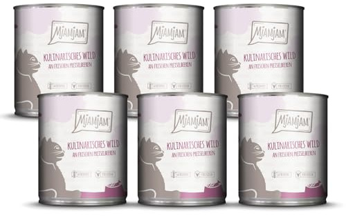 MjAMjAM - Nourriture humide premium pour chats - gibier culinaire aux airelles fraîches, paquet de 6 (6x800g), sans céréales