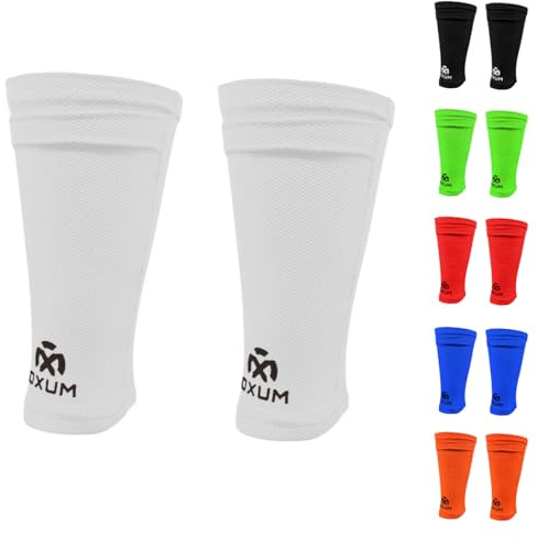 OXUM - Sujetaespinilleras - Soporte Antideslizante para Espinilleras para niños y Adultos - Calcetín Cubre espinilleras - Blanco Talla M