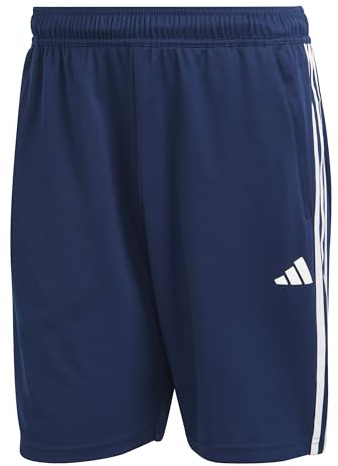 adidas Men's Train Essentials Piqué 3-Stripes Training Shorts, Dark Blue/White, XXL
