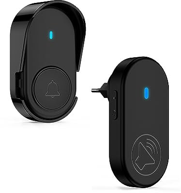 Sonnette sans fil extérieure imperméable, kit sonnette IP66 étanche (noir)