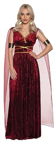 UNDERWRAPS Griechisches Toga-Kostüm für Damen, Burgunderrot, griechische Göttin, römisches Toga-Kleid für Damen, Halloween-Kostüm (Göttin, Größe L 40-42)