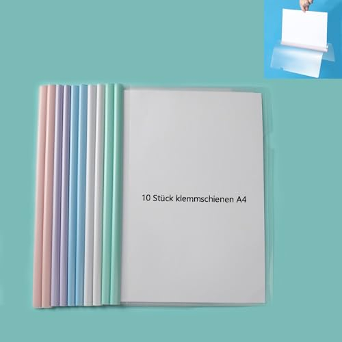 Dvagoent 10 Stück Heftumschlag a4 Transparent, Klemmschienen A4 Durchsichtig, Klemmhefter A4 Klemmbinder PP Kunststoff, Bewerbungsmappen