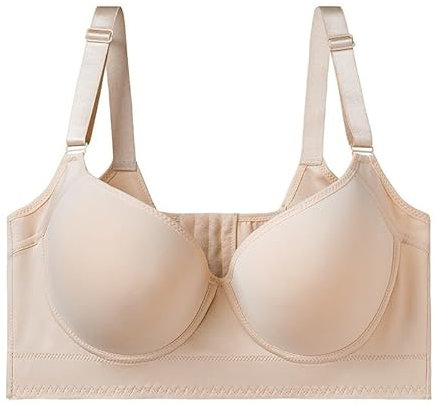 Generic Shapedly Deep Cup Bra, Push-up, Full Coverage, Wireless, Plus Size, 38F, Nude