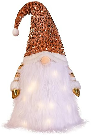 Christmas Tree Topper Gnome Light up Xmas Tree Toppers 24x10 Inch Large Lighted Gnomes with Sequin Hat Farmhouse Santa Claus Tree Tabletop Fireplace Decorations for Home Office Holiday Party Decor