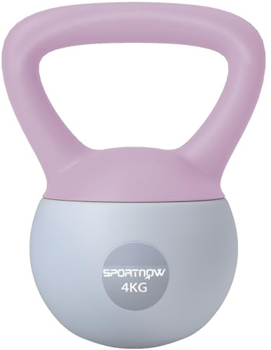 SPORTNOW Soft Kettlebell, 4kg Kettle Bell with Non-Slip Handle for Home Gym Weight Lifting and Strength Training, Purple and Grey