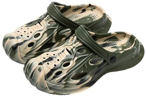 Vmhkjo Zuecos para mujer y hombre, zapatos de jardín, suaves, de eva, para jardín, nubes, pantuflas antideslizantes, sandalias de playa de verano, sandalias de goma, camuflaje, verde, 40/41 EU