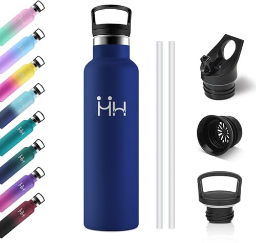Borraccia Acciaio Inox 750ml, Borracce Termiche con Cannuccia, Bottiglia Termica Riutilizzabile, a Prova di Perdite, senza BPA, Termos per Bambini, Ufficio, Campeggio, Lavoro, Viaggio, Palestra