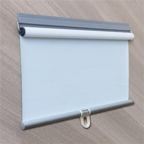 Self-Adhesive Blackout Roller Shades for Windows Cordless No Drill Spring Blinds with Free-Stop, Thermal Insulated & Waterproof Lightweight Roll Up Shades for Bedroom, Office, RV, and Home(White,32W x