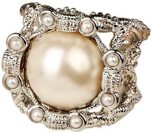 Sumpgle Anillos de estilo barroco vintage para mujer, ajustable, anillo de perlas abiertas, fiestas, bodas, regalo diario, joyería, Adjustable