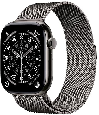 Apple Watch Series 11 GPS + Cellular 46mm Smartwatch with Slate Titanium Case with Slate Milanese Loop M/L. Sleep Score, Fitness Tracker, Health Monitoring, Always-On Display, Water Resistant