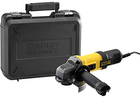 Stanley FATMAX Meuleuse d'Angle Filaire 850W 125 mm 12000 trs/min Démarrage Progressif Câble 4m Carter Ouvert et Carter Fermé Avec 1 Malette et 2ème Poignée Gamme FATMAX FMEG220-QS